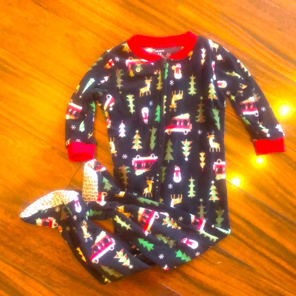 Christmas fleece footed pajama